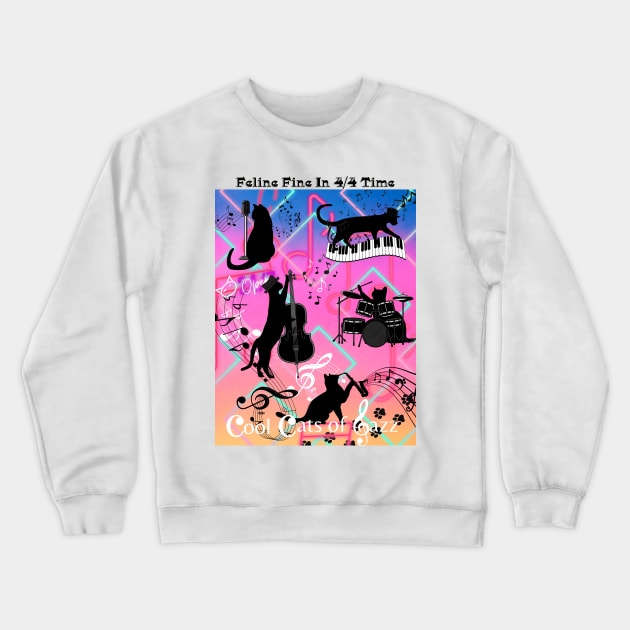 Cool Cats of Jazz Crewneck Sweatshirt by Rattykins